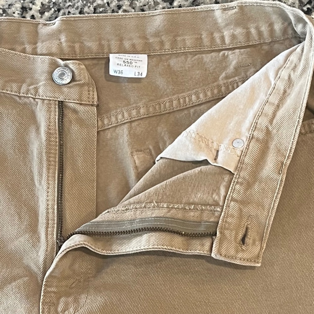 Vintage Levis 550 Relaxed Fit Jeans Mens 36x34 Khaki 100% Cotton Y2K - Picture 9 of 14